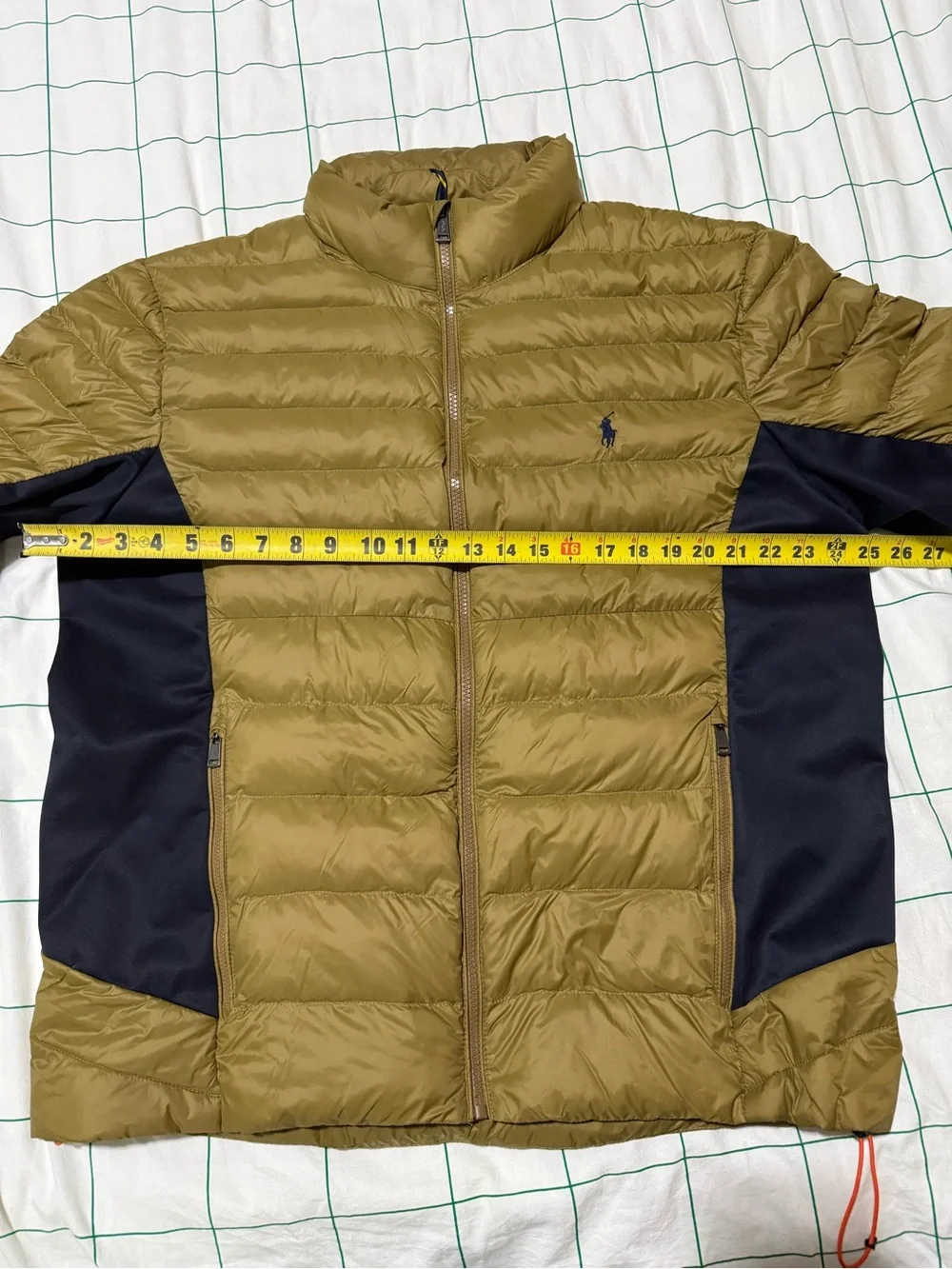 Polo by Ralph Lauren olive green quilted jacket with black panels